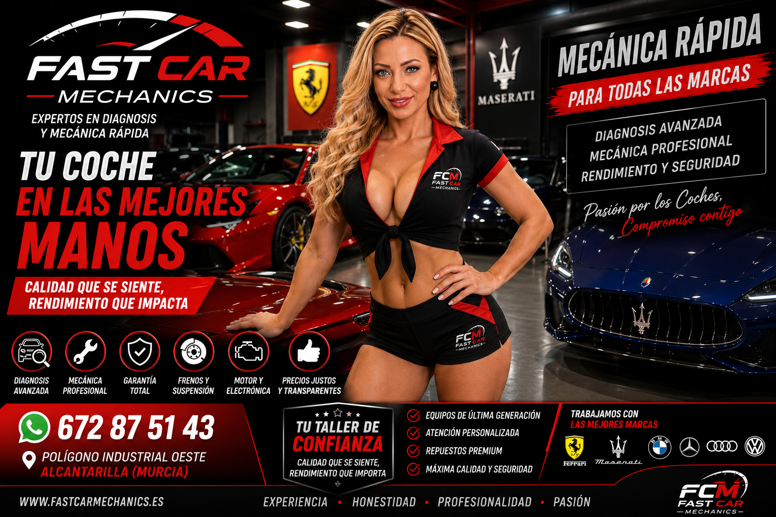 Cartel Automovilístico Fast Car Mechanics